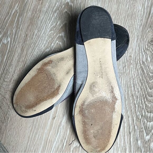 Lands End Purple Navy Suede Leather Kiltie Cap Toe Bow Academia Ballet Flats 8 - Picture 7 of 8